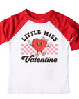 Little Miss Valentine Girls Retro Valentines Raglan