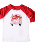 Girls Vintage Pink Polka-Dot Truck Valentines Raglan