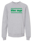 Blue Sage Check  - Bella+Canvas Sponge Fleece Raglan Crewneck Sweatshirt- Youth/Adult (Copy)