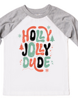 Holly Jolly Dude Boys Christmas Raglan